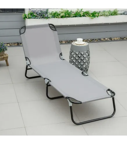 Tumbona Plegable Reclinable con Ángulo Ajustable de 5 Posiciones para Jardín Exterior Piscina Terraza Camping Carga 120 kg 188x5