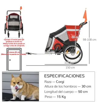Remolque de Bicicleta para Perros