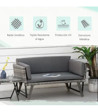 Sofá de Ratán de 2 Plazas