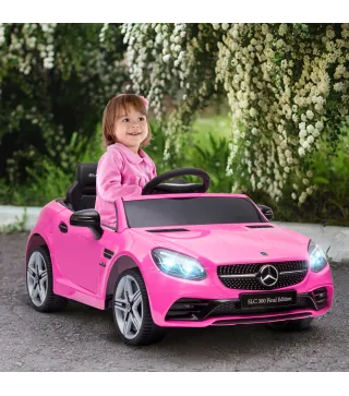 Coche Eléctrico para Niños de +3 Años, Mercedes SLC 300, Coche Eléctrico 12V, con Mando a Distancia 2,4 G, Ruedas Traseras con S