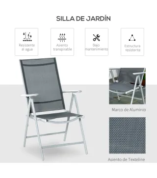 Set de 2 Sillas Plegables de Jardín