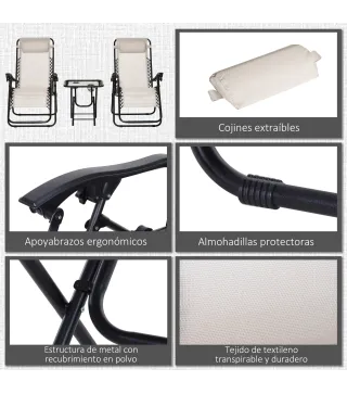 2 Sillas de Gravedad Cero y Mesa