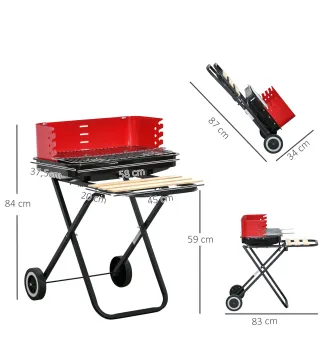 Barbacoa Plegable con Ruedas