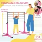 Barra de Gimnasia para Niños de +3 Años Barra de Entrenamiento Altura Ajustable 92-150 cm Carga 75 kg 194x121x150cm Rosa