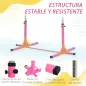 Barra de Gimnasia para Niños de +3 Años Barra de Entrenamiento Altura Ajustable 92-150 cm Carga 75 kg 194x121x150cm Rosa
