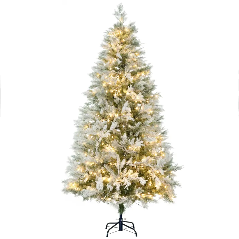 Árbol de Navidad Artificial 180 cm con 300 Luces LED Blancas Cálidas con 577 Ramas Apertura Automática Base Plegable