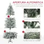 Árbol de Navidad Artificial 180 cm con 300 Luces LED Blancas Cálidas con 577 Ramas Apertura Automática Base Plegable