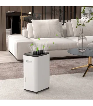 Deshumidificador Eléctrico Depósito de Agua 6 Litro 20L/día con 3 Modos 2 Velocidades Temporizador 33,5x26x53 cm Blanco