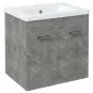 Mueble de Baño con Lavabo Cerámico Armario Bajo de Lavabo de Pared con 2 Puertas Estante Ajustable 60x45,5x60 cm Gris