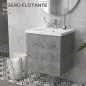 Mueble de Baño con Lavabo Cerámico Armario Bajo de Lavabo de Pared con 2 Puertas Estante Ajustable 60x45,5x60 cm Gris