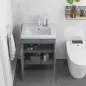 Mueble de Baño con Lavabo Cerámico Armario Bajo de Lavabo de Pared con 2 Puertas Estante Ajustable 60x45,5x60 cm Gris