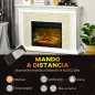Chimenea Eléctrica con Calefacción 1800W Efecto de Llama con Control Remoto Temporizador 120x24x80 cm Blanco