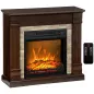 Chimenea Eléctrica 1800W Calentador de Chimenea con Efecto de Llama Mando a Distancia Temporizador 80x21,6x67,8cm Marrón