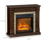 Chimenea Eléctrica 1800W Calentador de Chimenea con Efecto de Llama Mando a Distancia Temporizador 80x21,6x67,8cm Marrón