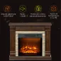 Chimenea Eléctrica 1800W Calentador de Chimenea con Efecto de Llama Mando a Distancia Temporizador 80x21,6x67,8cm Marrón