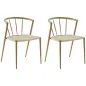 Pack de 2 Sillas de Comedor Moderno con Asiento de Cuerda de Papel Sillas de Cocina Apilables 51x51x71 cm Roble y Crema