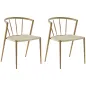Pack de 2 Sillas de Comedor Moderno con Asiento de Cuerda de Papel Sillas de Cocina Apilables 51x51x71 cm Roble y Crema