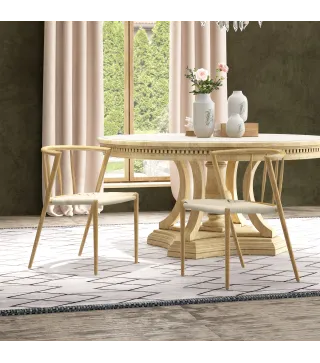 Pack de 2 Sillas de Comedor Moderno con Asiento de Cuerda de Papel Sillas de Cocina Apilables 51x51x71 cm Roble y Crema