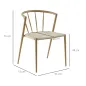 Pack de 2 Sillas de Comedor Moderno con Asiento de Cuerda de Papel Sillas de Cocina Apilables 51x51x71 cm Roble y Crema