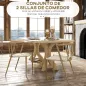Pack de 2 Sillas de Comedor Moderno con Asiento de Cuerda de Papel Sillas de Cocina Apilables 51x51x71 cm Roble y Crema