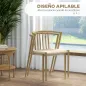 Pack de 2 Sillas de Comedor Moderno con Asiento de Cuerda de Papel Sillas de Cocina Apilables 51x51x71 cm Roble y Crema