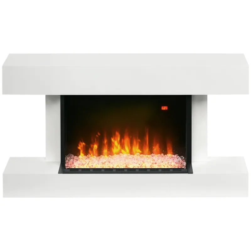 Chimenea Eléctrica 1000W/2000W con Temperatura Ajustable Silencioso Temporizador 15-25 m² 98x27x54,5 cm Blanco
