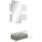 Juego de Muebles de Entrada Recibidor Colgante con Espejo y Cajón 75x3,5x75 cm y 75x30,5x20 cm Blanco y Gris