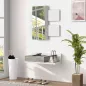 Juego de Muebles de Entrada Recibidor Colgante con Espejo y Cajón 75x3,5x75 cm y 75x30,5x20 cm Blanco y Gris