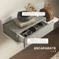 Juego de Muebles de Entrada Recibidor Colgante con Espejo y Cajón 75x3,5x75 cm y 75x30,5x20 cm Blanco y Gris
