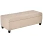 Banco de Almacenamiento Puff de Almacenaje Taburete Tapizado en Lino con Tapa Abatible para Entrada 125x49x41,5 cm Beige
