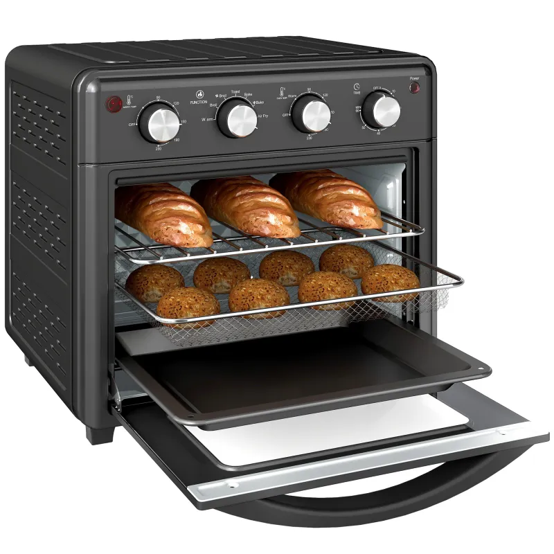 Horno Eléctrico de Sobremesa de 30L 1600W Freidora de Aire con 7 Modos de Calor y Temporizador 43x39x39 cm Negro