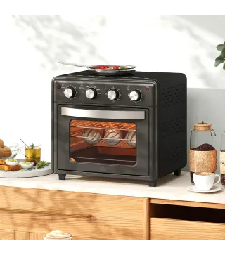 Horno Eléctrico de Sobremesa de 30L 1600W Freidora de Aire con 7 Modos de Calor y Temporizador 43x39x39 cm Negro
