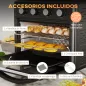 Horno Eléctrico de Sobremesa de 30L 1600W Freidora de Aire con 7 Modos de Calor y Temporizador 43x39x39 cm Negro