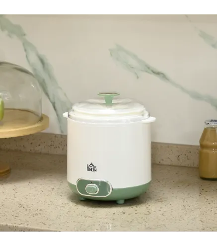 Yogurtera para Hacer Yogur Griego 20 W 1,5L con Filtro Indicador de Encendido y Tecnología PTC 19,5x17,5x21,4 cm Blanco