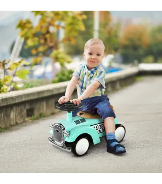 Coche Correpasillos para Bebés de 12 a 36 Meses con Bocina Compartimento de Almacenaje y Volante 58x27x35 cm Verde Mint