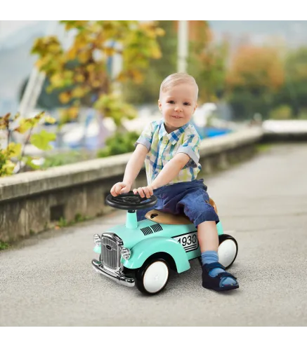 Coche Correpasillos para Bebés de 12 a 36 Meses con Bocina Compartimento de Almacenaje y Volante 58x27x35 cm Verde Mint