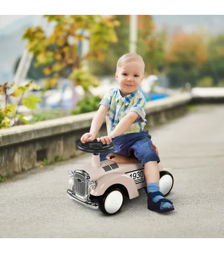 Coche Correpasillos para Bebés de 12 a 36 Meses con Bocina Compartimento de Almacenaje y Volante 58x27x35 cm Crema