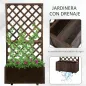 Jardinera con Enrejado de Madera Macetero de Jardín con Soporte para Trepadora 72,5x31,5x149,5 cm Carbonizado