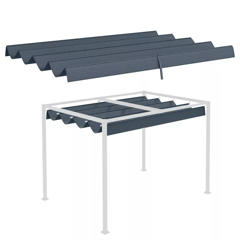 Techo de Repuesto Retráctil 3x2,5 m para Marco de 2,85x2 m Toldo de Tela Solo para Cenador Jardín con 8 Orificios Gris Oscuro Techo de Repuesto Retráctil 3x2,5 m para Marco de 2,85x2 m Toldo de Tela Solo para Cenador Jardín con 8 Orificios Gris Oscuro