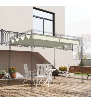 Techo de Repuesto Retráctil 3x2,5 m para Marco de 2,85x2 m Toldo de Tela Solo para Cenador Jardín con 8 Orificios Crema