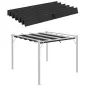 Cubierta para Techo Retráctil de 2,5x2,55m para Pérgola 3x3 Tela de Repuesto con 10 Orificios de Drenaje Gris Oscuro