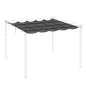 Cubierta para Techo Retráctil de 2,5x2,55m para Pérgola 3x3 Tela de Repuesto con 10 Orificios de Drenaje Gris Oscuro