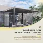 Cubierta para Techo Retráctil de 3,5x2,6 m para Pérgola 4x3 Tela de Repuesto con 10 Orificios de Drenaje Gris Oscuro