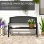 Banco Exterior de Jardín de 2 Plazas Banco para Terraza con Respaldo de Malla de Acero Carga 240 kg 127x60x87 cm Negro