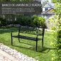 Banco Exterior de Jardín Banco de Acero Carga 240 kg para Patio Terraza Balcón 127x60x89 cm Negro