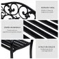 Banco Exterior de Jardín Banco de Acero Carga 240 kg para Patio Terraza Balcón 127x60x89 cm Negro