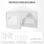 Carpa Plegable con 4 Paredes Desmontables 3x3 m Cenador de Jardín con Bolsa de Transporte Impermeable Anti-UV Blanco