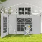2 Paredes Laterales para Carpa 295x195 cm con Ventana Enrollable y Puerta con Cremallera para Carpa 3x3 m o 3x6 m Blanco