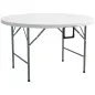 Mesa Auxiliar Redonda Mesa de Jardín Plegable con Marco de Acero y Encimera de HDPE Carga 80 kg Ø122x73 cm Blanco Mesa Auxiliar Redonda Mesa de Jardín Plegable con Marco de Acero y Encimera de HDPE Carga 80 kg Ø122x73 cm Blanco