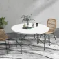 Mesa Auxiliar Redonda Mesa de Jardín Plegable con Marco de Acero y Encimera de HDPE Carga 80 kg Ø122x73 cm Blanco
